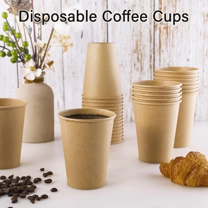 LITOPAK 240 Pack 12 oz Paper Cups, Kraft Hot Coffee Cups, Beverage Disposable Drinking Cups, Hot Coffee Cups, Paper Coffee Cups for Water, Coffee, Juice, and Tea