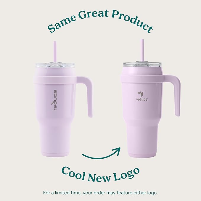 REDUCE Cold1 40 oz Tumbler with Handle - Vacuum Insulated Stainless Steel Water Bottle for Home, Office or Car, Reusable Mug with Straw or Leakproof Flip Lid, Keeps Drinks Cold All Day- Oahu Blue