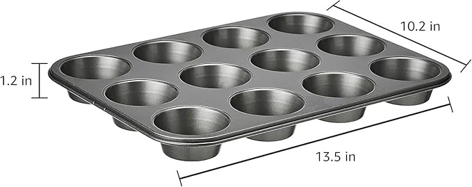 Nonstick Muffin Top Pan Set, 12-Cup, 13.5 x 10.2 inches, 2-Pack, Black