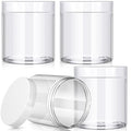 Patelai 4 Pieces Round Wide-mouth Leak Proof Plastic Container Jars with Lids for Travel Storage Makeup Beauty Products Face Creams Oils Salves Ointments DIY Making(16 Ounce,White)