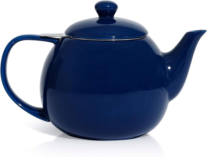 Sweese Teapot, Porcelain Tea Pot with Stainless Steel Infuser, Blooming & Loose Leaf Teapot - 27ounce, Navy