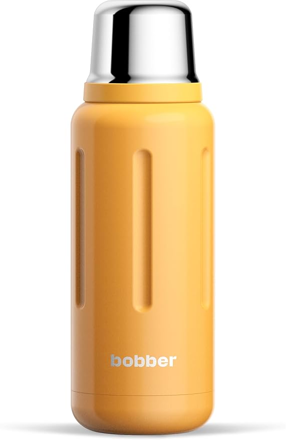 Bobber - 34 oz Vacuum Insulated Stainless Steel Water Bottle with Cup Lid - Dishwasher Safe - Keeps Drinks Hot for 48 Hours and Cold for 72 Hours - Triple Walled Thermo Flask (Ginger Tonic)