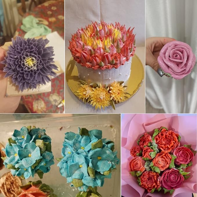Flower Piping Tips Rose Petal Pastry Tips Chrysanthemum Tips Flower Icing Piping Cream Nozzle For Cake Cupcake Decorating