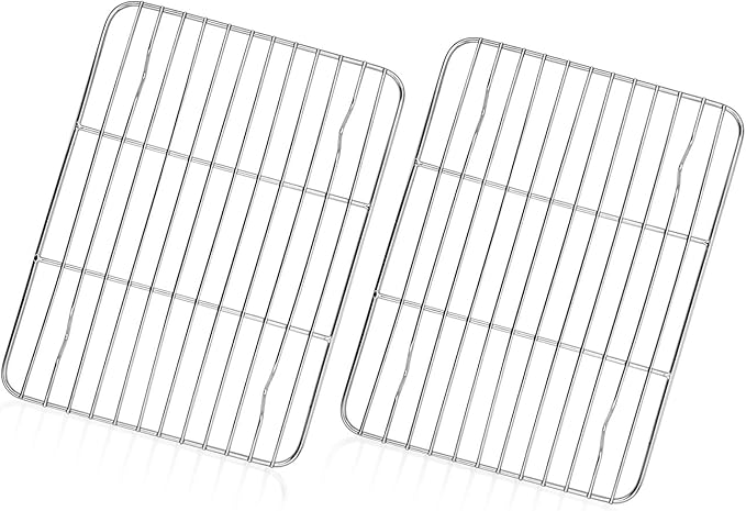TeamFar Cooling Rack, 8.75” x 6.25” Stainless Steel Wire Baking Rack for Cooking Roasting Grilling, Fit for Oven Pan, Oven & Dishwasher Safe, Non-toxic & Heavy-Duty, 2PCS