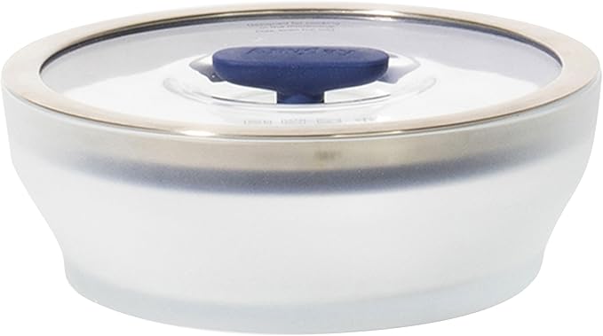 Anyday 4-Cup Microwave Cookware & Glass Container with Glass Lid, Plastic-Free Shallow Food Storage | Stackable Airtight Steamer with Vented Lid for Microwave-Safe Reheating, Steaming Vegetables