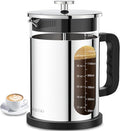 QUQIYSO French Press Coffee Maker 51oz 304 Stainless Steel French Press with 4 Filter, Borosilicate Glass Coffee Press