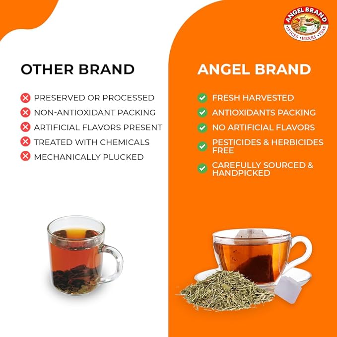 Angel Brand Lemongrass Tea Bags 20 Tea Bags – Pack 3 Lemon Grass Tea with Ginger, Rose Hips, & Clove - Lemongrass Tea Bags with Balanced Flavor, Rich Nutrients & Health Benefits