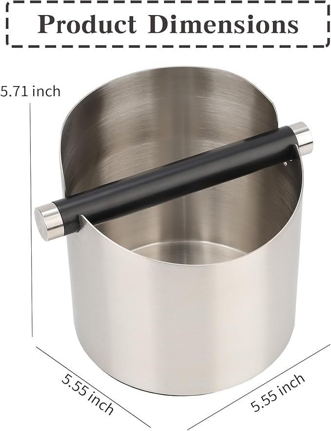 Italian Espresso Tapping Box, Stainless Steel Coffee Grinding Tapping Box, With Detachable Tapping Rod And Anti Slip Rubber Base (Silver)