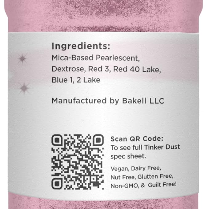 BAKELL Pink Rose Edible Glitter, 45 Grams | TINKER DUST Edible Glitter | KOSHER Certified | 100% Edible Glitter | Cakes, Cupcakes, Cake Pops, Drinks, Dessert Vegan Glitter & Dusts (45g Shaker, Pink Rose)