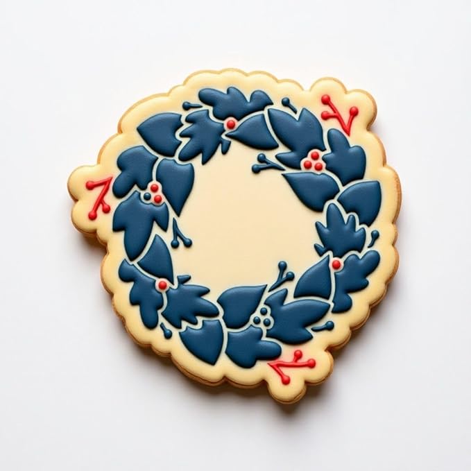 Wreath Cookie cutter and stencil set Baking stencils and cutters bundle DIY bakery decorating kit Wedding Cookie cutter with stencils Icing stencil and cookie cutter combo (Wreath Set)