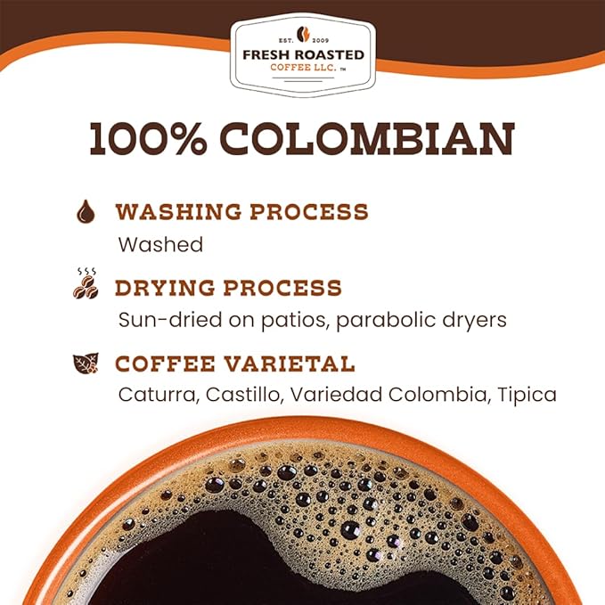 Fresh Roasted Coffee,100% Colombian, 2 lb (32 oz), Medium Roast, Kosher, Ground