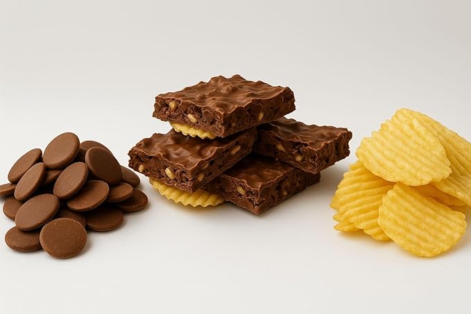 Chocolate Covered Potato Chips Bark – Crunchy Sweet & Salty Snack – Milk & Dark Chocolate Options – Gourmet Candy Bark in 4oz Sampler, 8oz, or 1lb (4oz Sampler, Milk Chocolate)