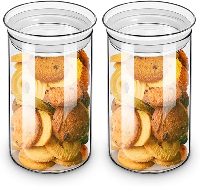 ZENS 37oz Glass Jars Set of 2, Clear Glass Kitchen Canisters with Airtight Lids, Wide Mouth Glass Storage Containers for Cereal, Coffee Beans, Loose Tea