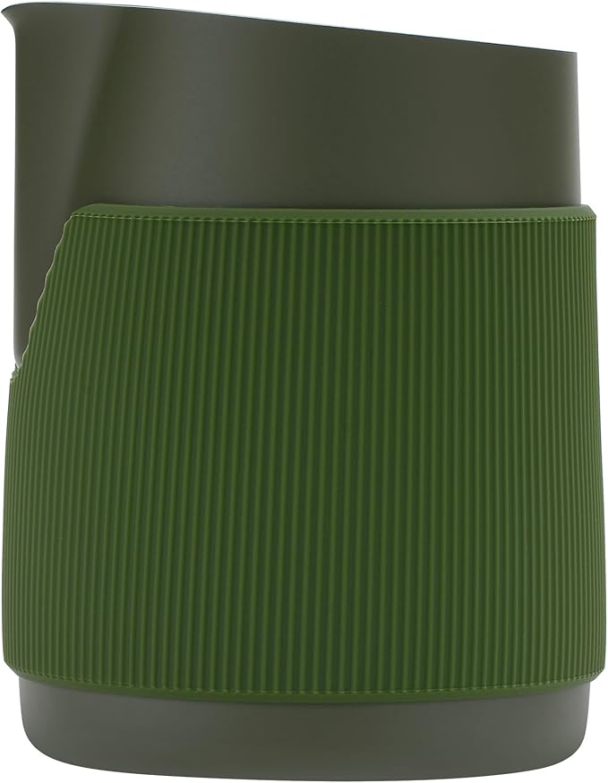 Normcore Handleless Milk Frothing Jug, Milk Pitcher 20.3 oz, Stainless Steel Latte Art Pitcher with Sharp Spout, Heat-Resistant Grip, Green, 600 ml