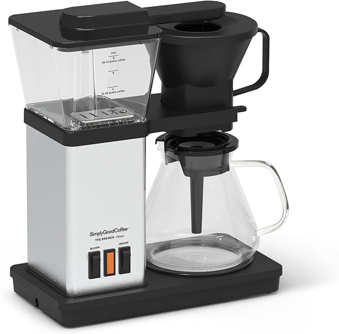 SimplyGoodCoffee Coffee Maker / Coffee Machine. 8 Cup Automatic Drip Pour Over Coffee Brewer. Easy To Use, Gold Cup Standard. Black/Stainless Steel
