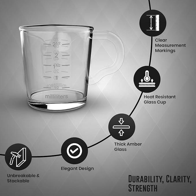 Rattleware 3 oz Espresso Shot Glass Pitcher – Double Spouted Genuine Barista Measuring Cup with Graduations in ml & oz – High-Volume, Commercial-Grade for Swift Espresso Pouring & Precision