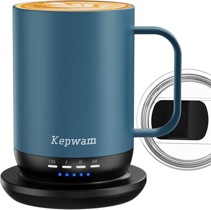 Self Heating Coffee Mug T1-16oz Fast Heating & Ultra Long-Lasting Battery Life, Heated Coffee Mug Up to 149℉ - Touch & App Controlled Coffee Mug, Birthday Gifts for Women and Men