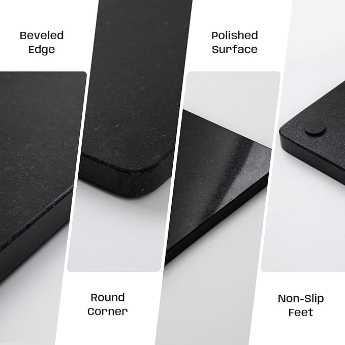Black Granite Cutting Board, 16x20 Inch Large Marble Pastry Board, Stone Cutting Boards For Kitchen, Pack Of 1 Piece