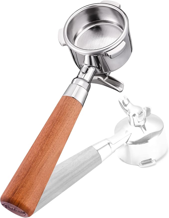 51mm 3 Ear Portafilter for DeLonghi EC680/EC685/EC885 - Stainless Steel Dual Spout Handle with Precision Basket,Siam Rosewood Grip