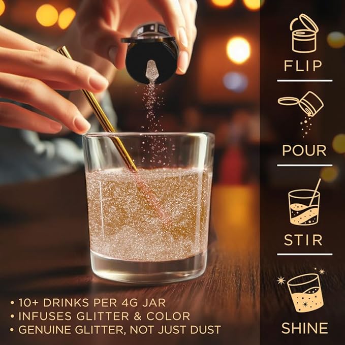 Brew Glitter Bronze Edible Drink Glitter 1x 4g Jar for Cocktails, Beer, & Beverages