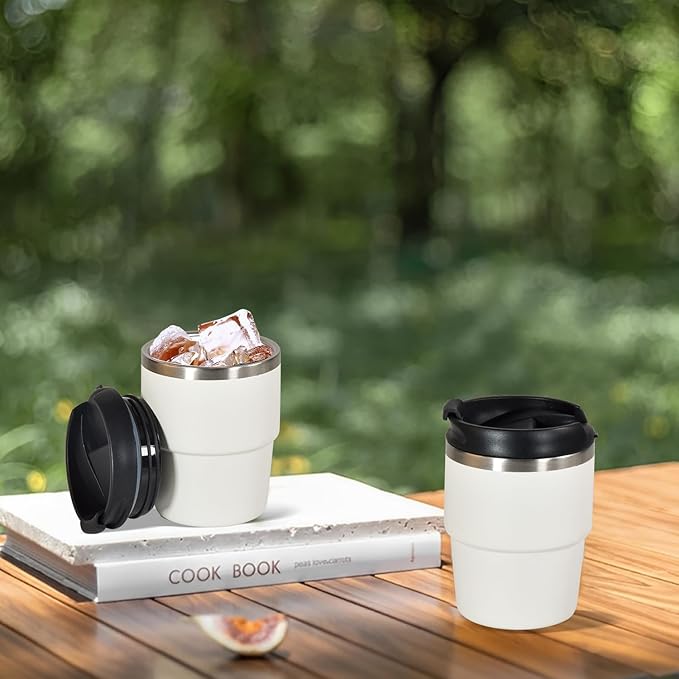 6oz Vacuum Insulated Espresso Cup Set of 2, Espresso Shot Cup for Coffee, Double Wall Stainless Steel Mini Tumbler Shot Glasses with Lid