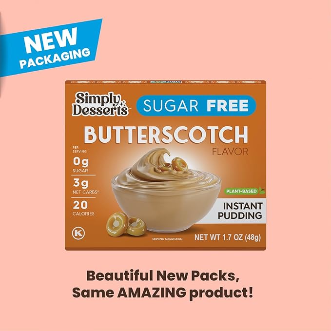 Simply Desserts Banana, Butterscotch & Lemon Instant Pudding, Sugar-Free, Variety 6-Pack – Healthy Dessert, Keto Snacks, Vegan & Diabetic-Friendly, Kosher, 1.7 Oz Ea