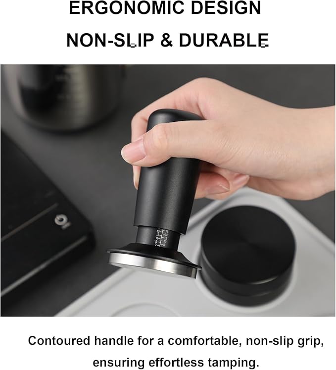 53mm Espresso Tamper,Spring Loaded Tamper with Stainless Steel Flat Base,Compatible with 53mm Portafilter,Coffee Tamper for Coffees Enthusiast and Home Barista