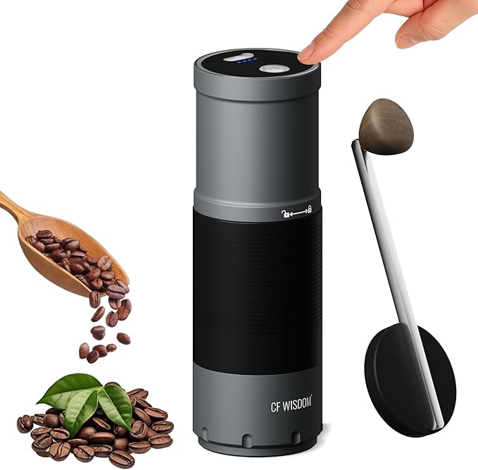 Portable Electric Coffee Grinder, Conical Burr Coffee Grinder – Dual Mode Manual & Electric Grinder Manual with Adjustable Grind Settings, Hand Bean Grinder for RV, Hiking, Office