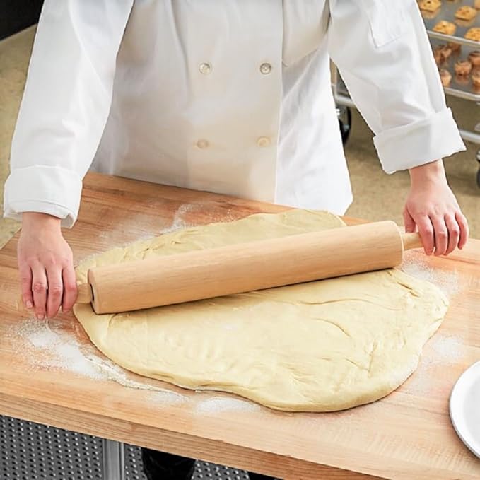 18" Wooden Rolling Pin 3-1/4" Diameter- WoodenRoll Pin for Fondant Pie Crust Cookie Pastry Dough Classic Pastry Rolling Pin