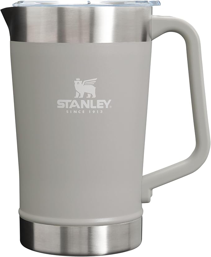 Stanley Stay-Chill Pitcher 64 oz | Cold Water, Beer, and Drink Pitcher with Lid | Large Capacity Durable Beverage Container with Handle | Insulated Stainless Steel | BPA-Free | Ash