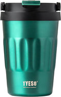 TYESO Stainless Steel Portable Tumbler with Flip Lid,Travel Mug with Concealed Carry Handle, Leakproof Insulated Coffee Cup (GREEN, 17 OZ)