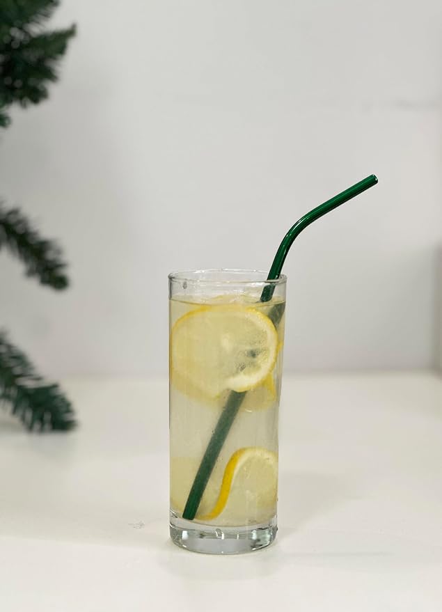 10 Pcs Stainless Steel Straws, Reusable Drinking Straws, 5 Straight + 5 Bent Metal Straws Set With 2 Pcs Cleaning Brushes (Green, 10.5 Inch)