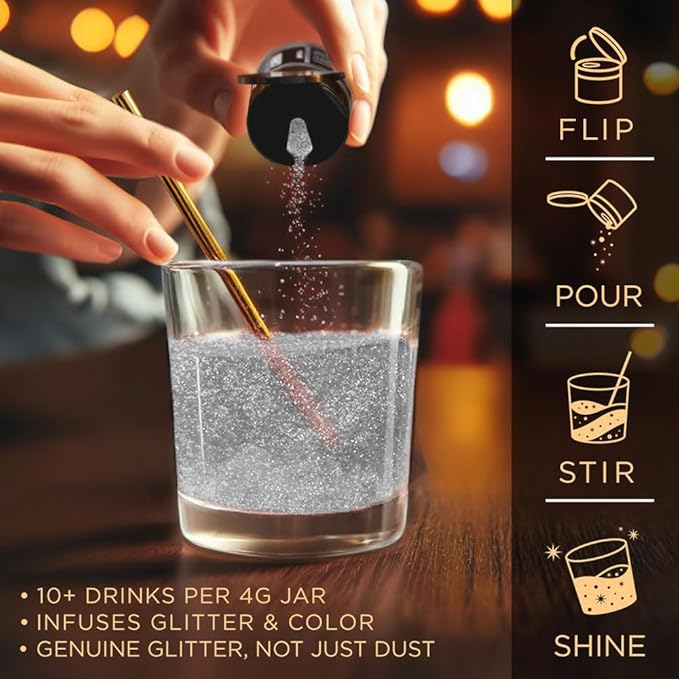 Brew Glitter - Clear Shimmer (25g Spray Pump 1x Jar) | Edible Glitter for Drinks, Cocktails, Beer, Garnish & Beverages