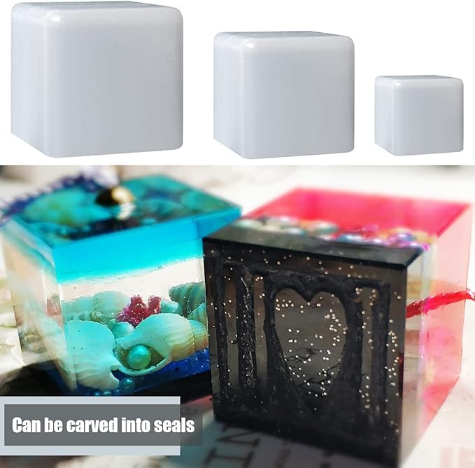 (3 Pack) Resin Cube Molds, Deep Square Silicone Molds for Epoxy Resin Casting DIY Art Craft Candle Soap Making