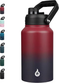 BJPKPK 87oz Insulated Water Bottle, Dishwasher Safe 2/3 Gallon Water Bottle with Ergonomic Handle, BPA Free Leak Proof Water Jug,Stainless Steel Water Bottle with Anti-slip Bottom, Charming Red