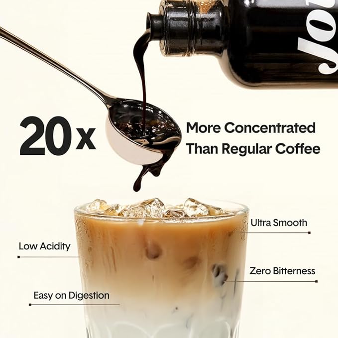 Jot Coffee Concentrate (Mocha) High Caffeine Cold Brew Coffee Concentrate Liquid for Iced Coffees, Instant Espresso, Hot or Cold Instant Coffees - Makes 14 Cups, 150mg Caffeine/Tbsp, Sugar Free
