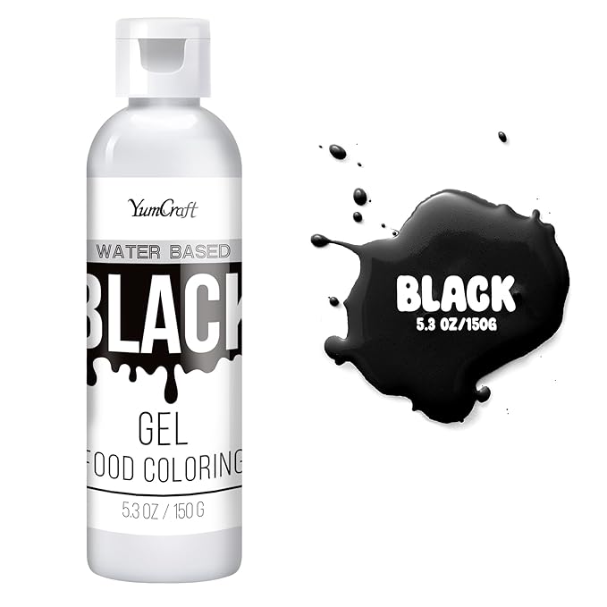 Food Coloring Gel - Vibrant Color Gel Food Coloring for Cake Decorating, Baking, Easter Egg, Icing - Tasteless Food Color Dye for Fondant, Cooking, Slime, Airbrush (Black, 5.3oz)