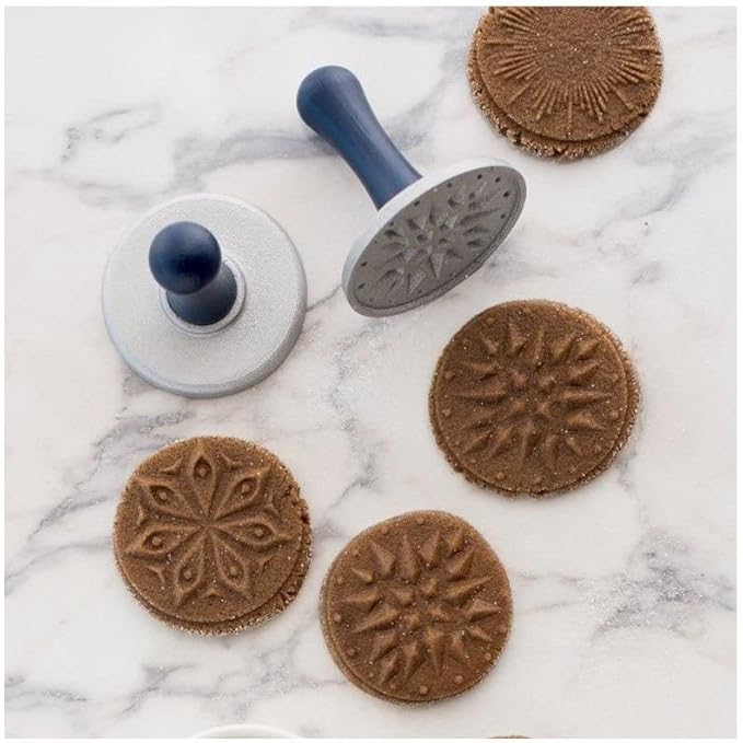 Nordic Ware Starry Night Cast Cookie Stamps, 3-inch rounds, Silver