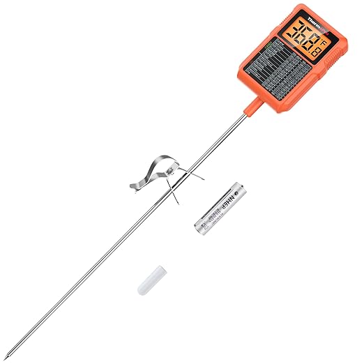 ThermoPro TP510 Waterproof Digital Candy Thermometer with Pot Clip, 10" Long Probe Instant Read Food Cooking Meat Thermometer for Grilling Smoker BBQ Deep Fry Oil Thermometer