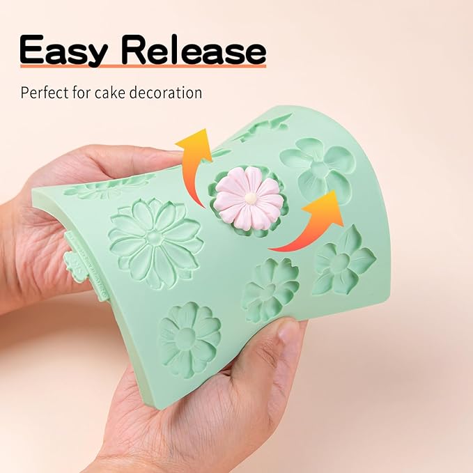 KALAIEN Flower Silicone Molds,Rose Flower Chocolate Mold Daisy Silicone Mold for Crafts,2 Pcs Rose Silicone Mold Fondant Molds for Cake Decorating
