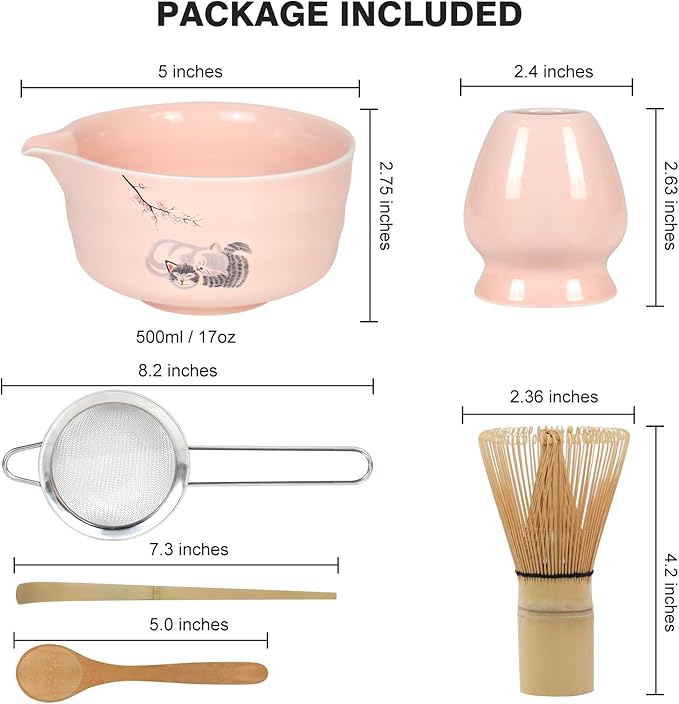 Matcha Whisk Set – 8 PCS Complete Ceremonial Grade Matcha Set, Premium Japanese Matcha Kit with Bamboo Whisk for Matcha Tea, Mixing Bowl, Scoop, Sifter and Matcha Whisk Holder