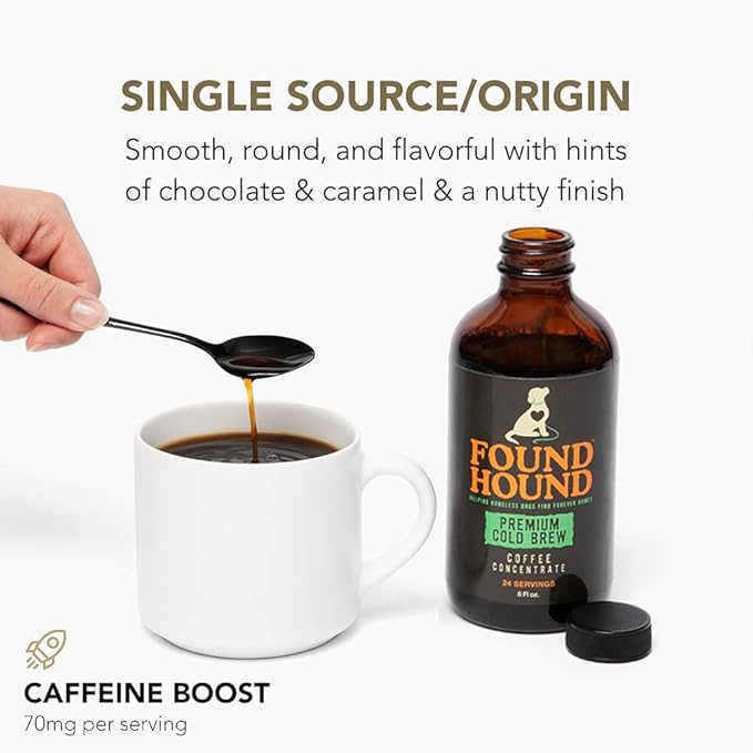iHeartDogs Found Hound Cold Brew Coffee Concentrate - Low Acid Liquid Cold Brew Concentrate for Instant Iced Coffee and Hot Drinks