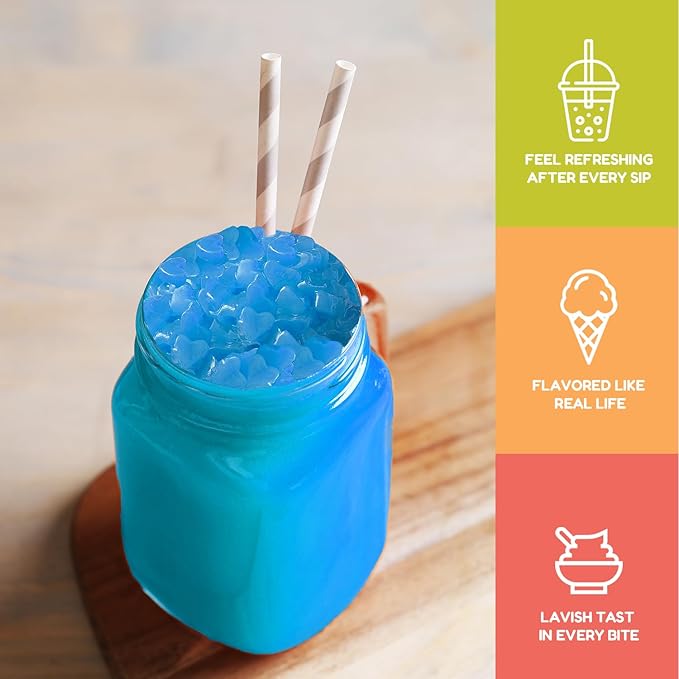 New Fanale Coconut Jelly Topping nata de coco for Boba Tea | Ice Cream | Yogurt | Smoothie | Milk Tea | Desserts Blueberry Heart Shaped, 6.6 pound (Pack of 4)| JEL027-CS