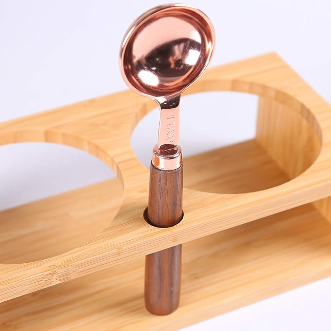 KKC HOME ACCENTS Coffee Scoop for Ground Coffee 1 Tablespoon,Tea Scoop for Loose Tea,Wood Long Handle Coffee Bean Scoop, Long Handle Coffee Measuring Spoon,Gold,1 tbsp,6.7 inch