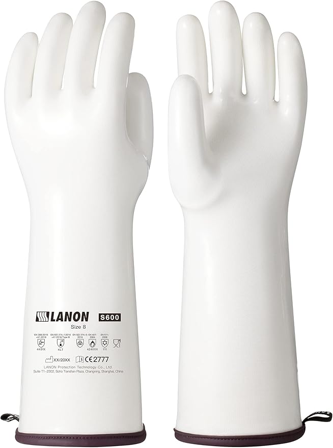 LANON 15" Liquid Silicone Heat Resistant Oven Gloves, Food Grade, CoralAir Liner, Waterproof, Extra Long, Medium