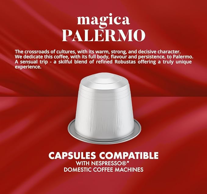 Caffe Borbone Aluminum Coffee Pods Compatible with Nespresso Original Machines, Magica Palermo, Medium Roast, Intense and Full-Bodied, Genuine Italian Coffee - NOT compatible with Vertuo - 100 Count