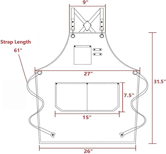 AFUN Chef Aprons for Men Women with Large Pockets, Cotton Canvas Cross Back Heavy Duty Adjustable Work Apron, Size M to XXL (Purple)