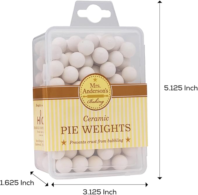 Mrs. Anderson's Baking Pie Weights | Natural Ceramic Stoneware Beads for Blind Baking | Heat-Safe, Food-Safe, Easy to Use | Prevents Shrinking, Puffing, Bubbling | Individual Weighted Balls