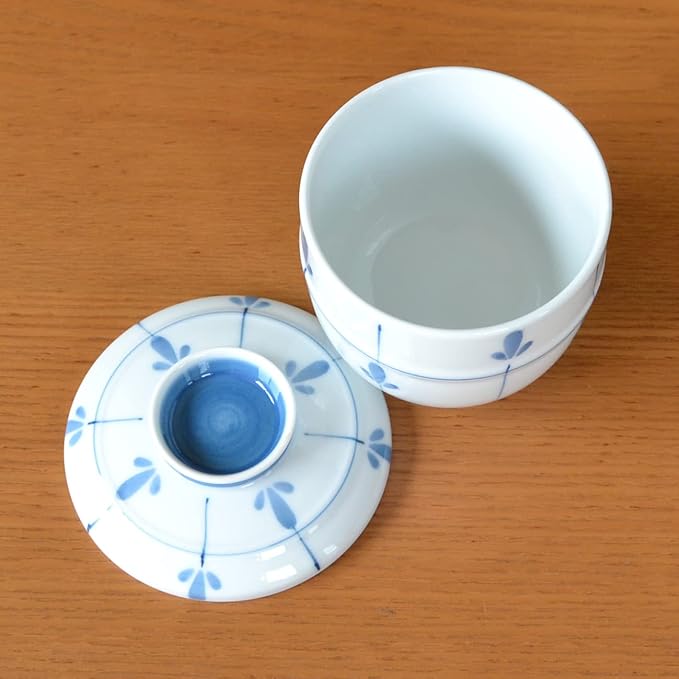 有田焼やきもの市場 Chawanmushi Cups with Lids Set of 2 Japanese Chawan Mushi Arita Imari ware Made in Japan Mebae