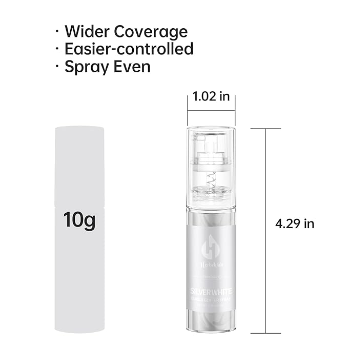 White Edible Glitter Spray - 10g Edible Silver White Cake Glitter Food Grade Silver White Spray Glitter for Chocolate Cocktails Strawberry
